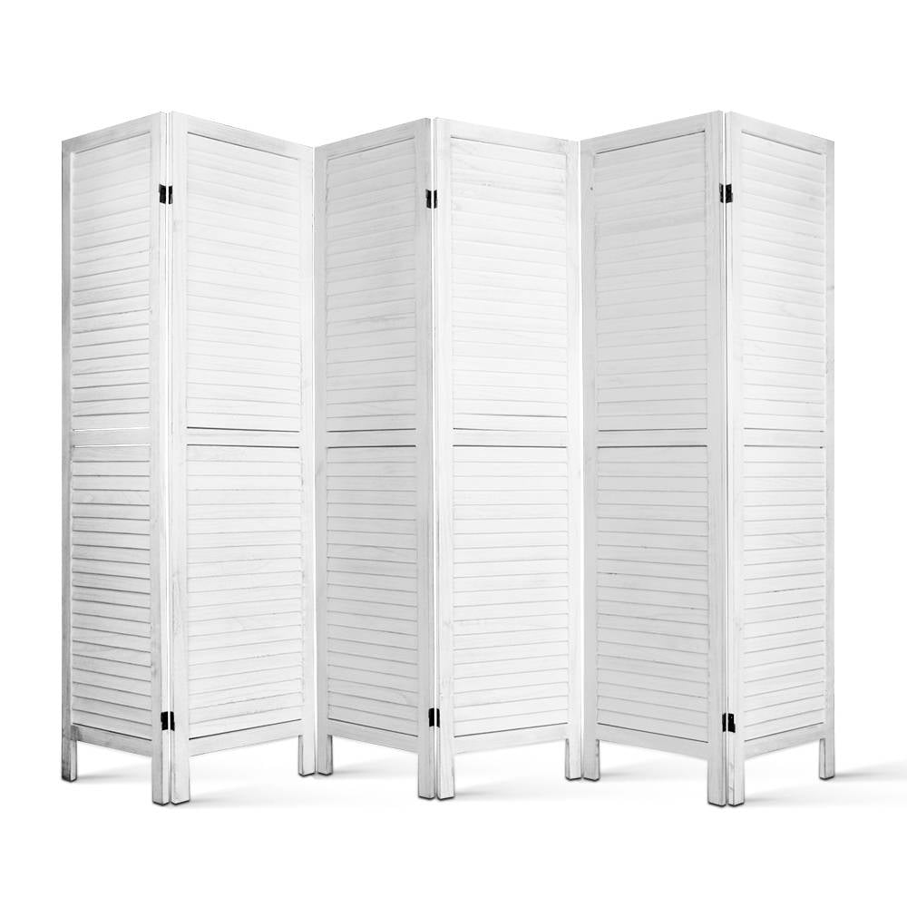 Artiss 6 Panel Room Divider Screen 245x170cm Louver White-2