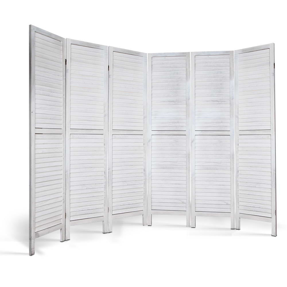 Artiss 6 Panel Room Divider Screen 245x170cm Louver White-3