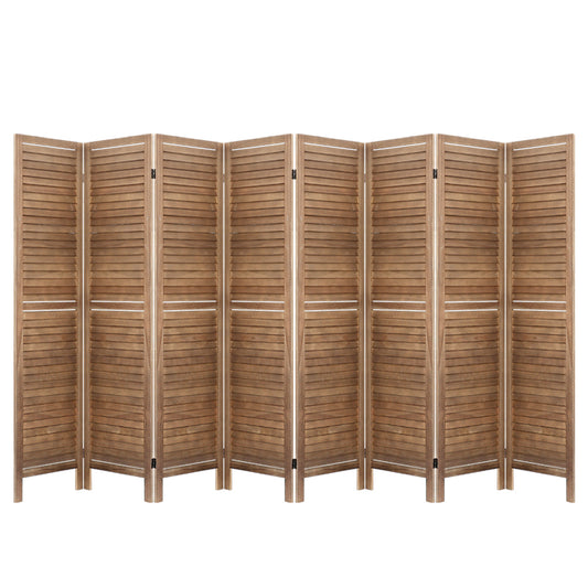 Artiss 8 Panel Room Divider Screen 326x170cm Louver Oak-0