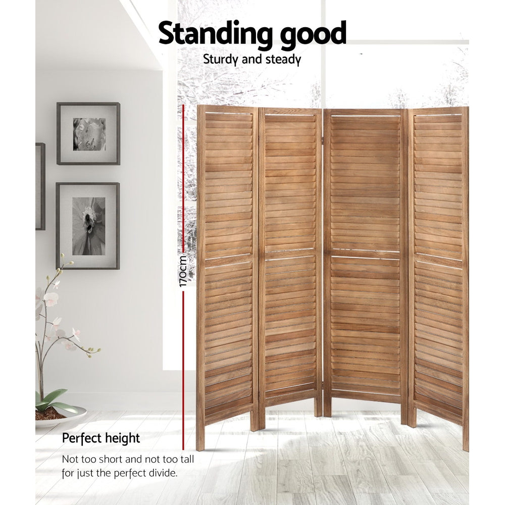 Artiss 8 Panel Room Divider Screen 326x170cm Louver Oak-2