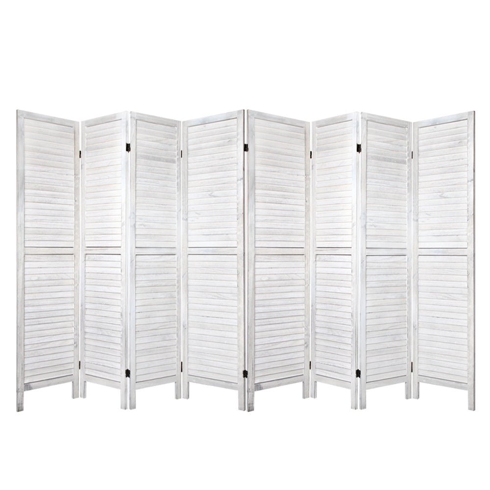 Artiss 8 Panel Room Divider Screen 326x170cm Louver White-0