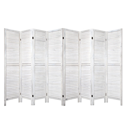 Artiss 8 Panel Room Divider Screen 326x170cm Louver White-0