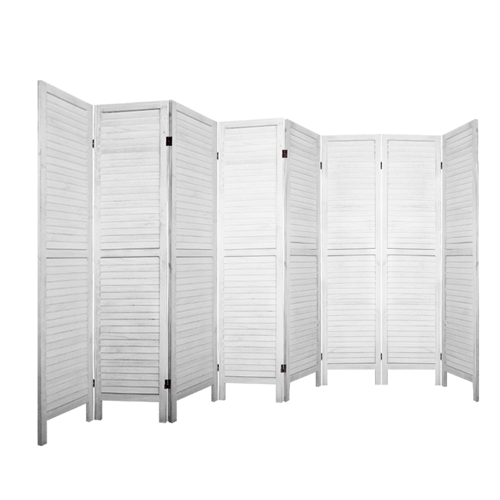 Artiss 8 Panel Room Divider Screen 326x170cm Louver White-2