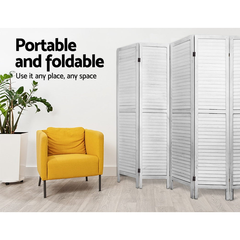 Artiss 8 Panel Room Divider Screen 326x170cm Louver White-5