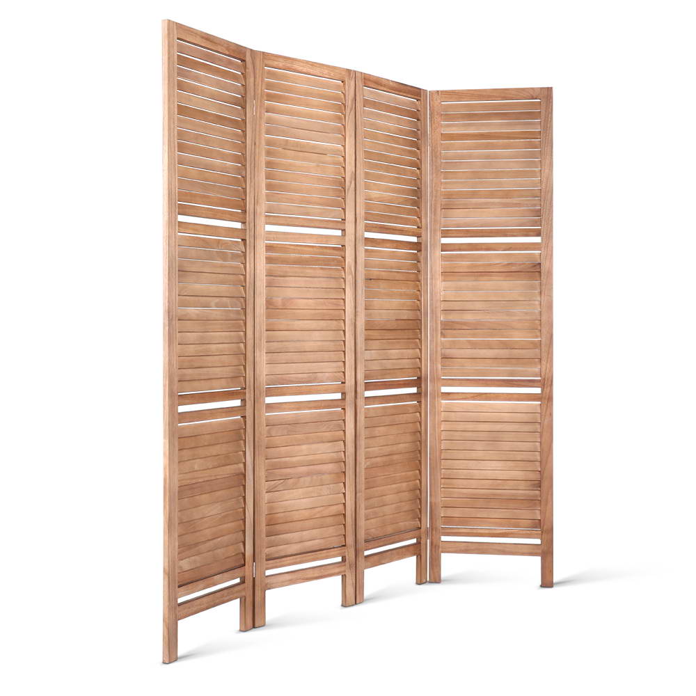 Artiss 4 Panel Room Divider Screen 163x170cm Shelf Oak-2