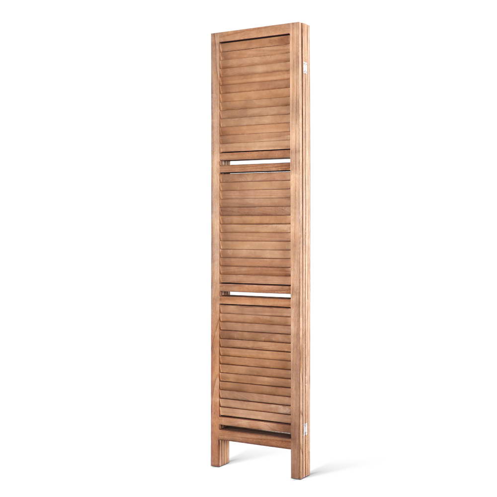 Artiss 4 Panel Room Divider Screen 163x170cm Shelf Oak-3