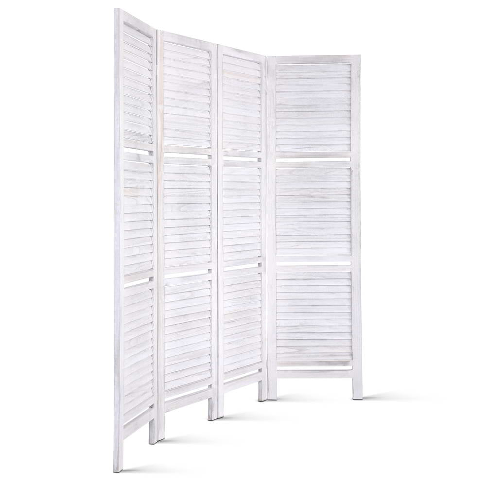 Artiss 4 Panel Room Divider Screen 163x170cm Shelf White-2