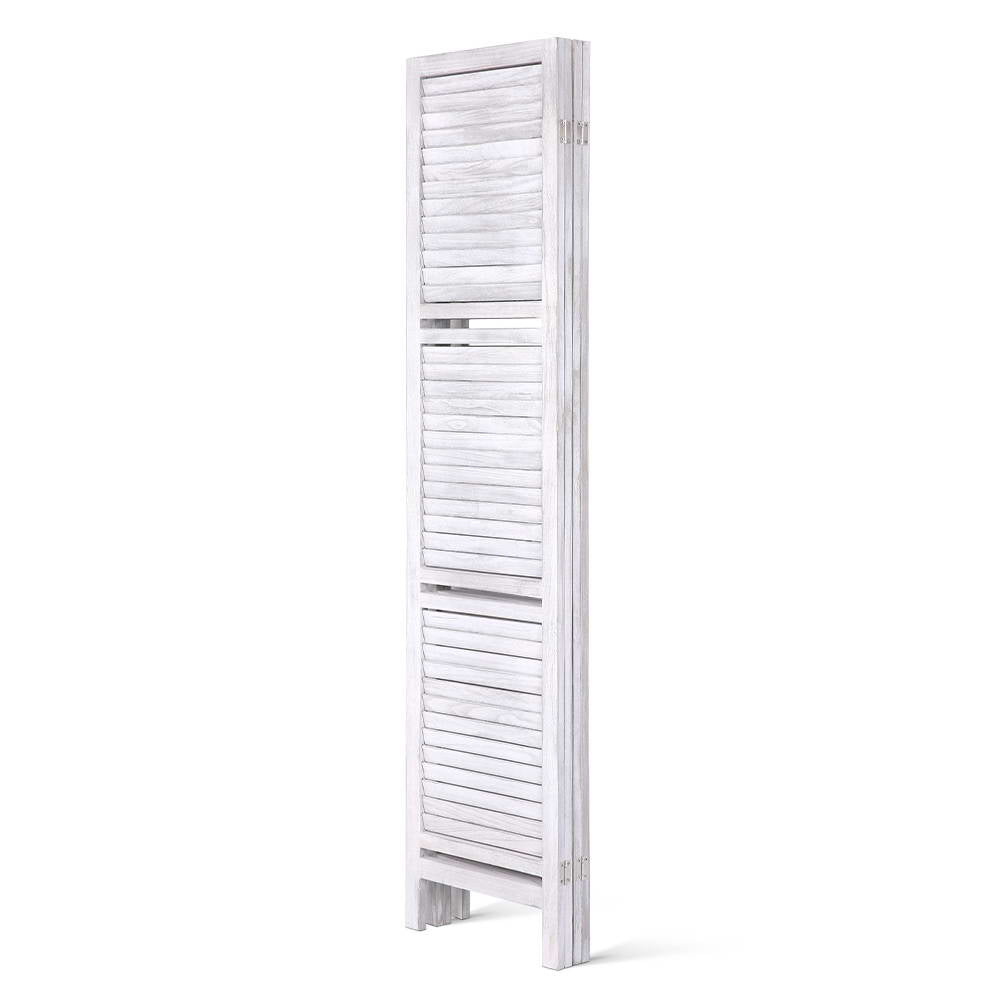 Artiss 4 Panel Room Divider Screen 163x170cm Shelf White-3