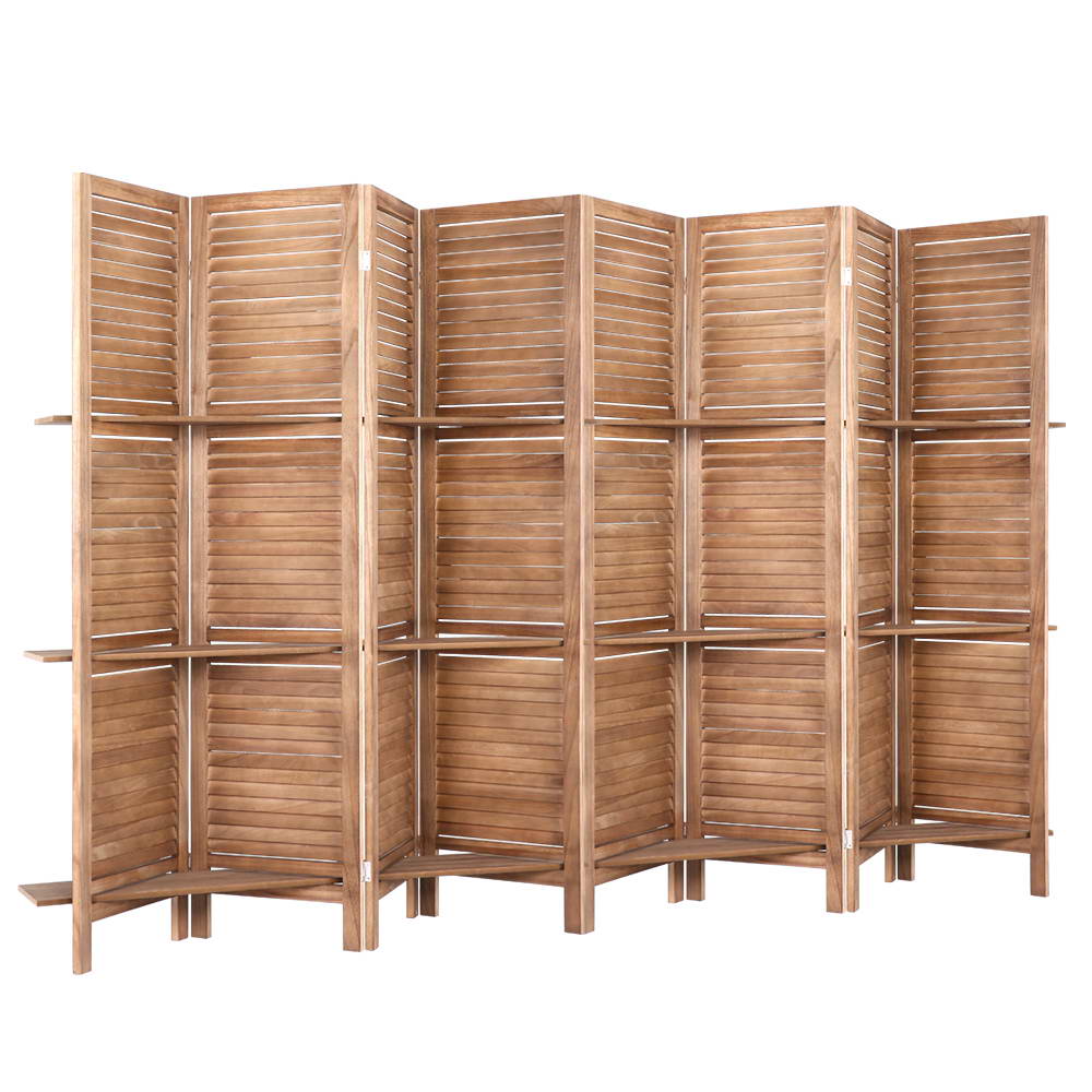 Artiss 8 Panel Room Divider Screen 326x170cm Shelf Oak-2