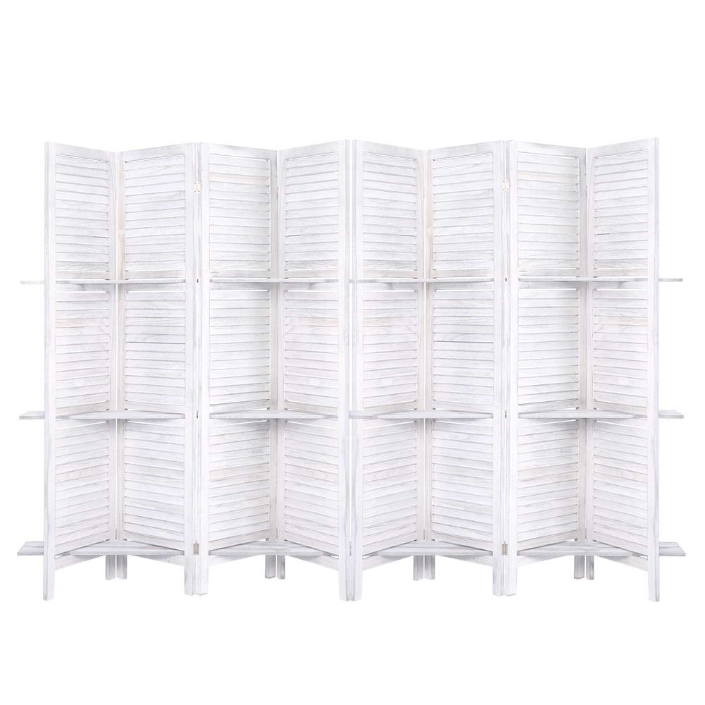 Artiss 8 Panel Room Divider Screen 326x170cm Shelf White-0