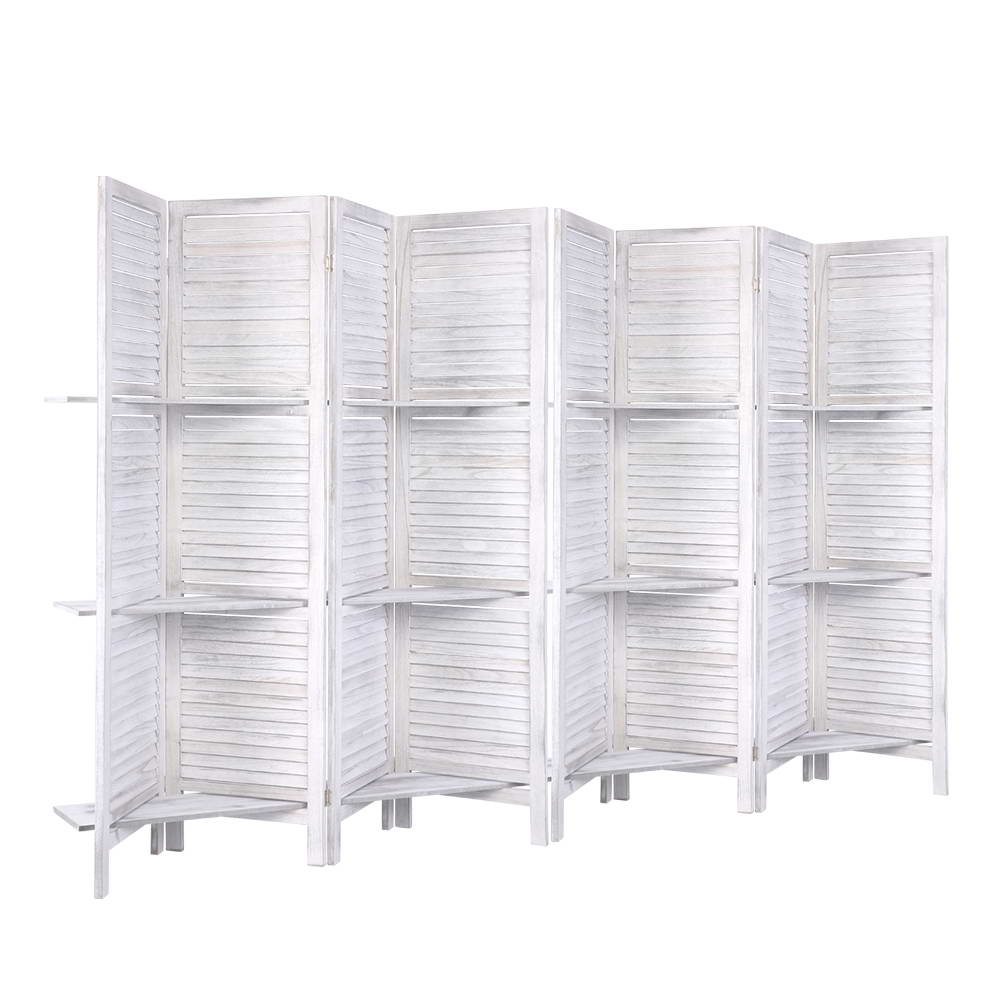 Artiss 8 Panel Room Divider Screen 326x170cm Shelf White-2