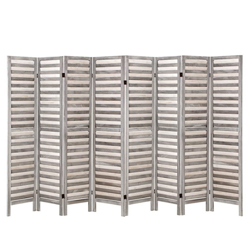 Artiss 8 Panel Room Divider Screen 326x170cm Louver Grey-0