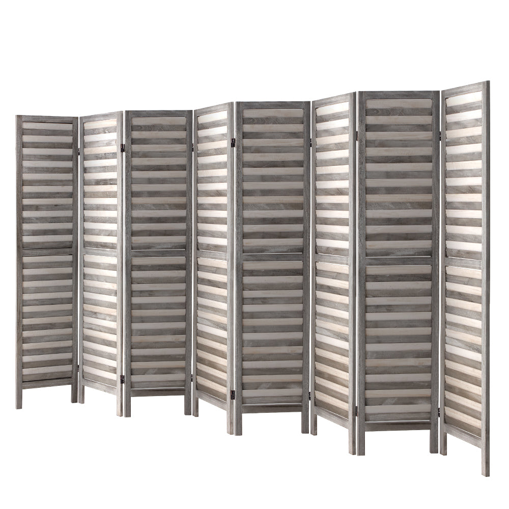 Artiss 8 Panel Room Divider Screen 326x170cm Louver Grey-2