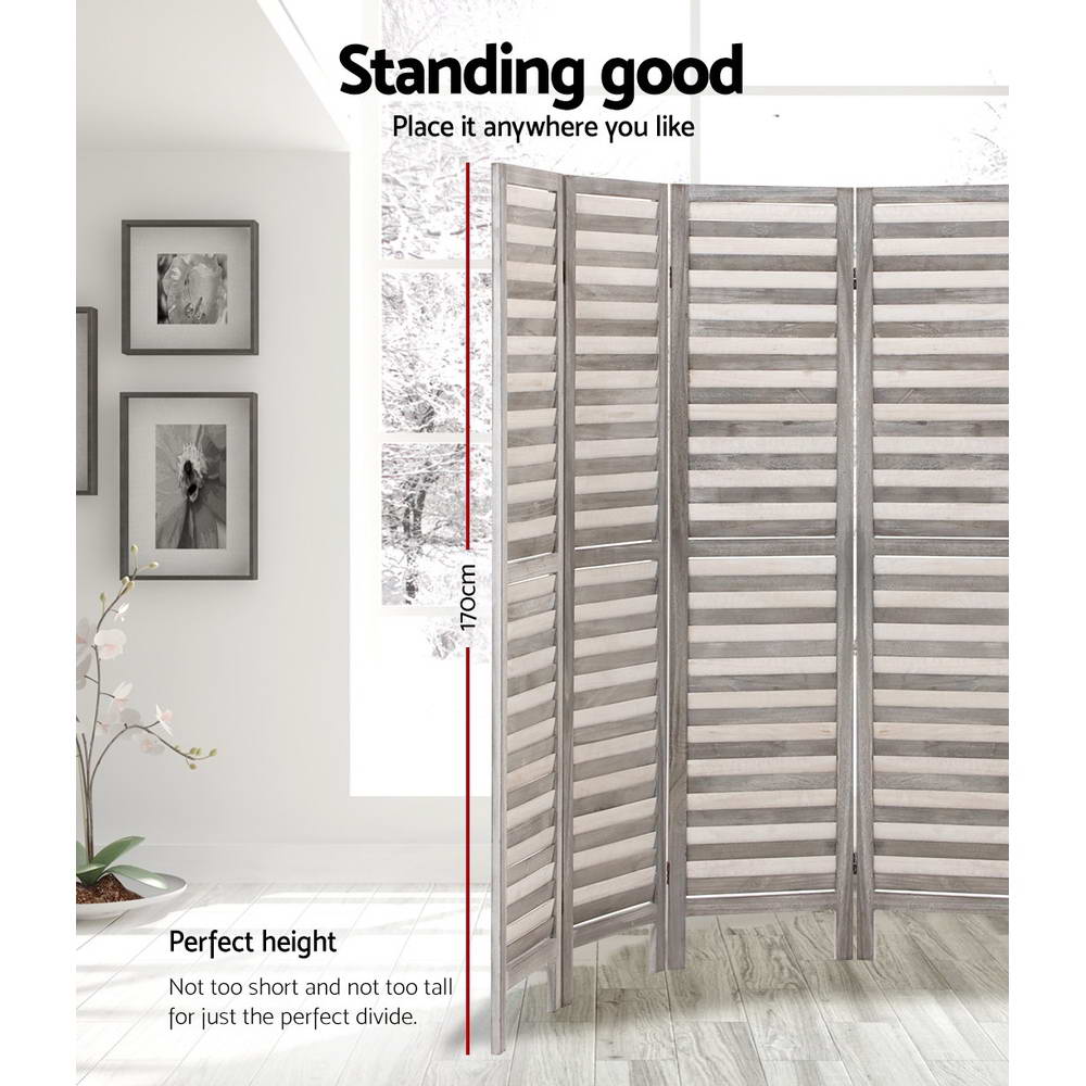 Artiss 8 Panel Room Divider Screen 326x170cm Louver Grey-3