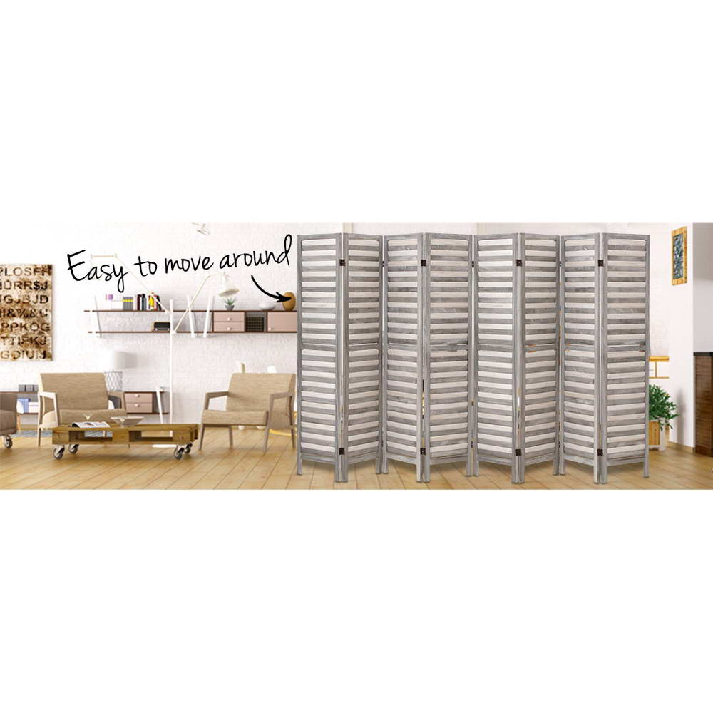 Artiss 8 Panel Room Divider Screen 326x170cm Louver Grey-5