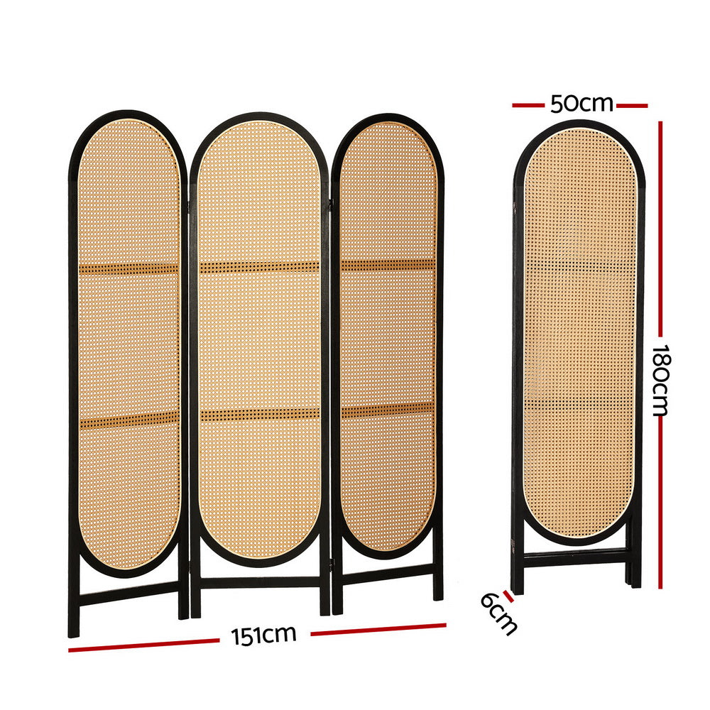 Artiss 3 Panel Room Divider Screen 151x180cm Rattan Brown-1