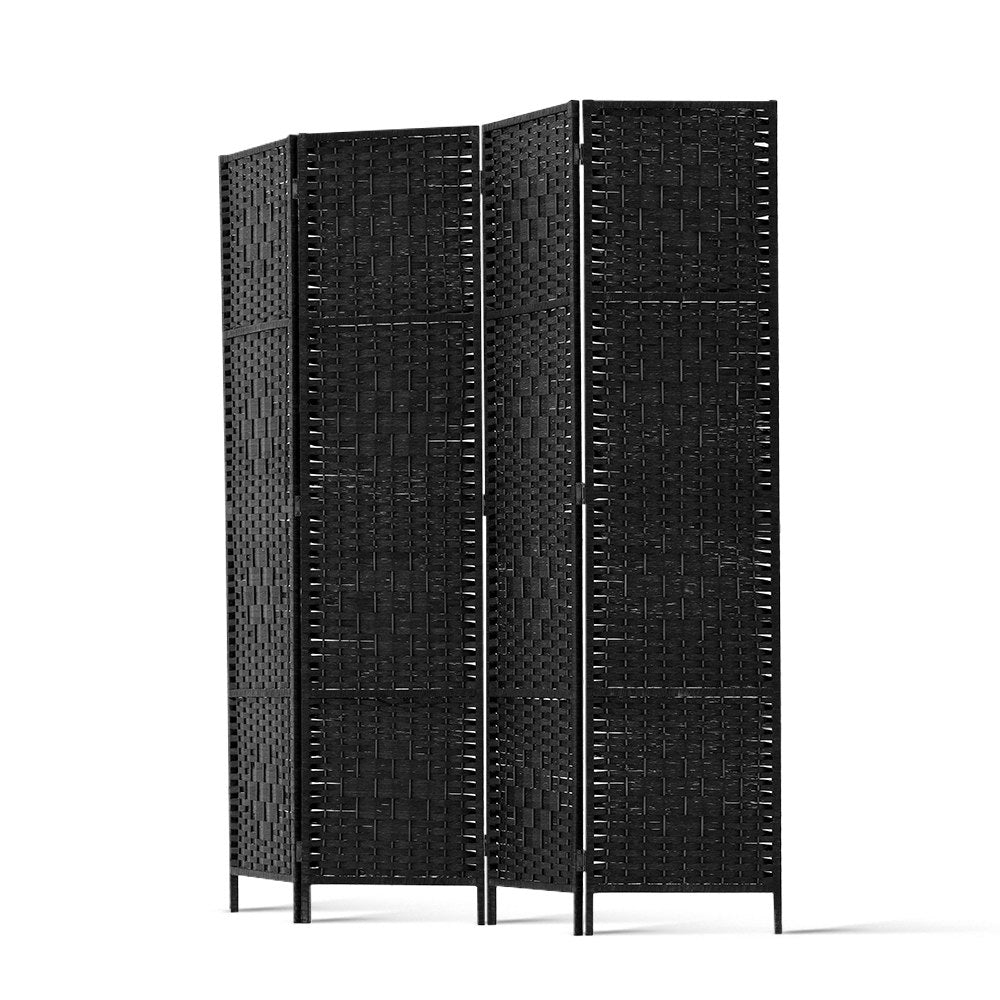 Artiss 4 Panel Room Divider Screen 163x170cm Woven Black-3