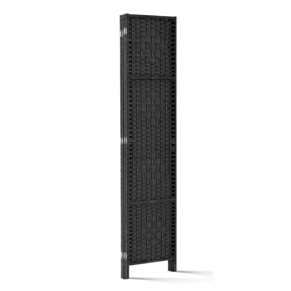 Artiss 4 Panel Room Divider Screen 163x170cm Woven Black-4