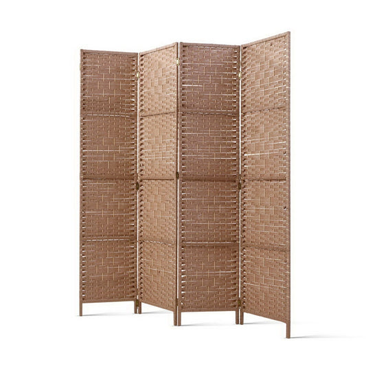 Artiss 4 Panel Room Divider Screen 163x170cm Woven Natural-0