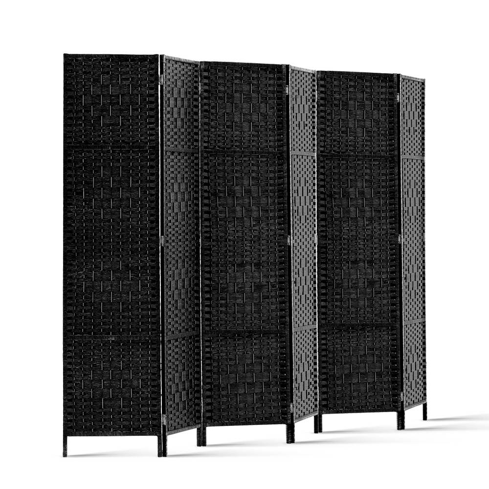 Artiss 6 Panel Room Divider Screen 245x170cm Woven Black-0