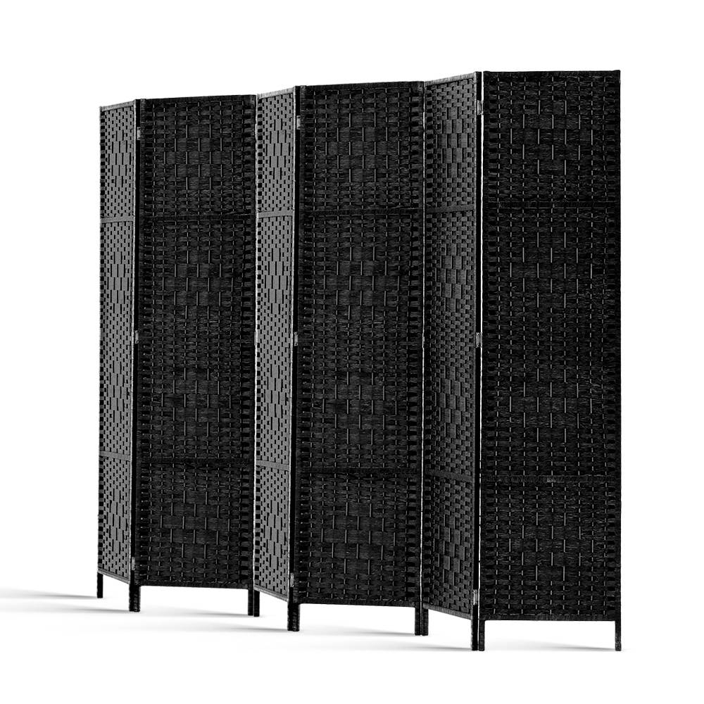 Artiss 6 Panel Room Divider Screen 245x170cm Woven Black-3