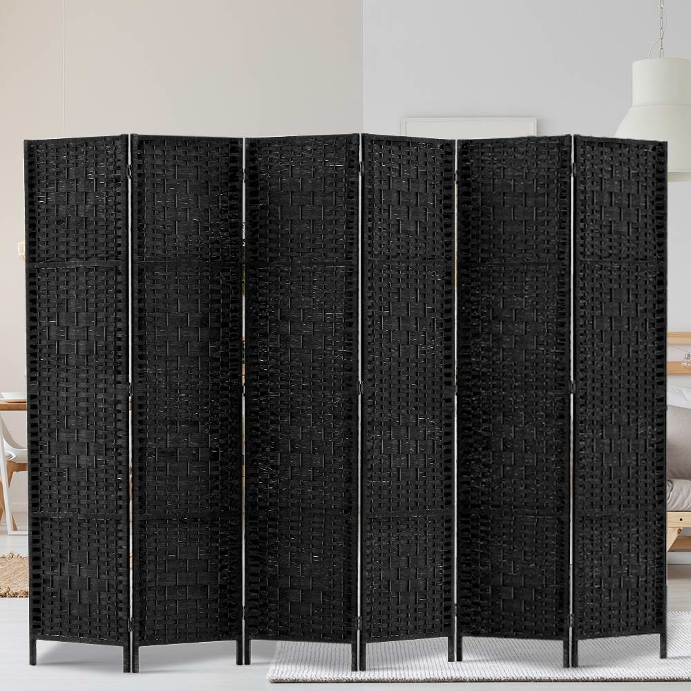 Artiss 6 Panel Room Divider Screen 245x170cm Woven Black-6