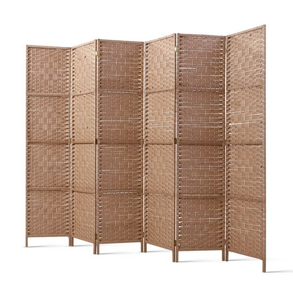 Artiss 6 Panel Room Divider Screen 245x170cm Woven Natural-0