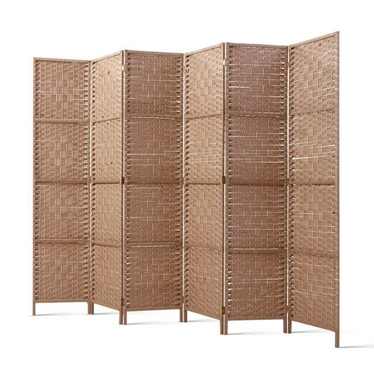 Artiss 6 Panel Room Divider Screen 245x170cm Woven Natural-0