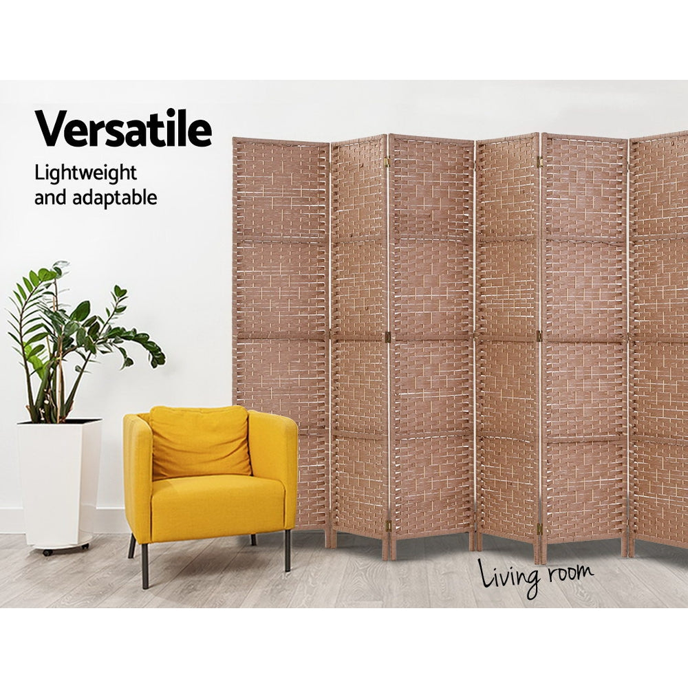 Artiss 6 Panel Room Divider Screen 245x170cm Woven Natural-4