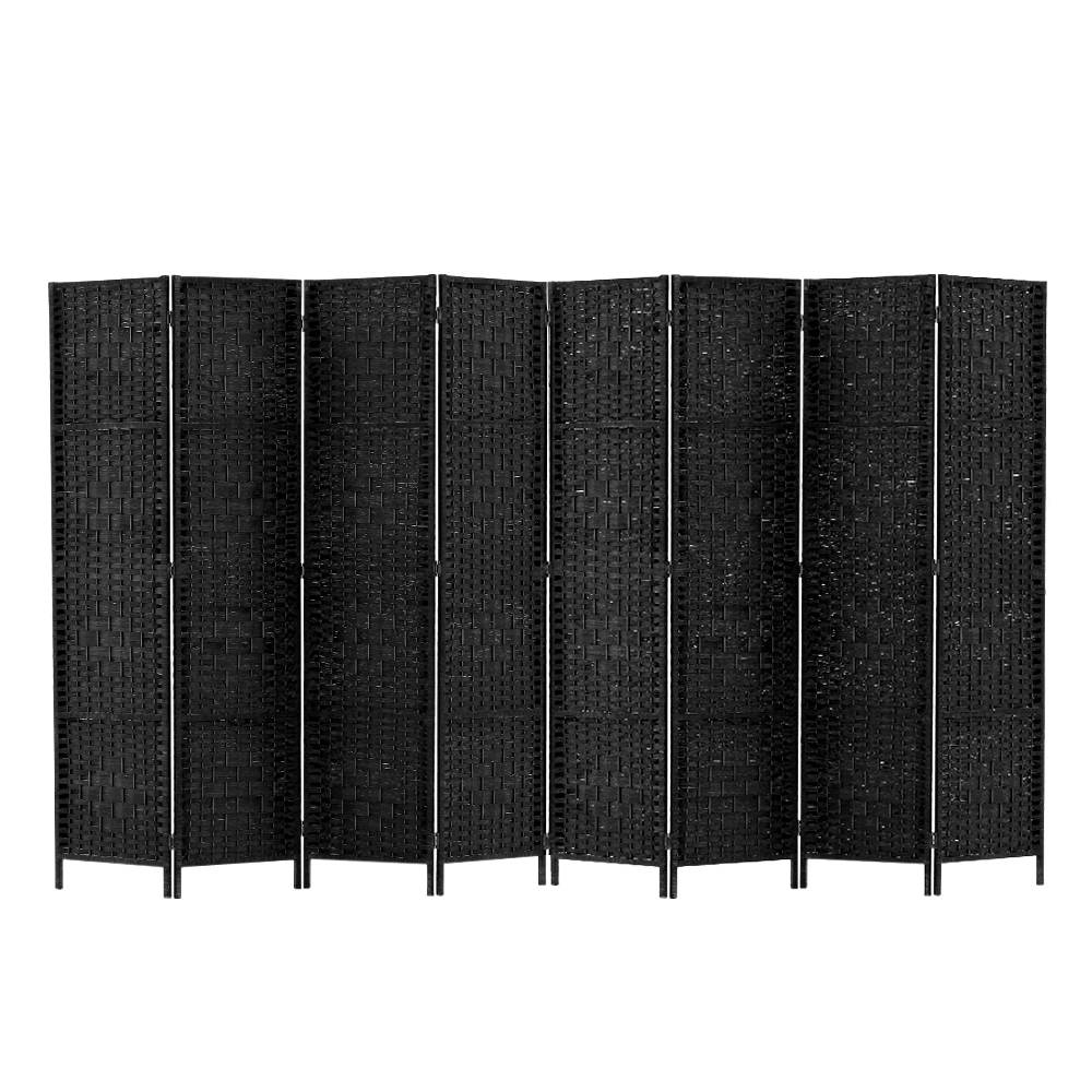 Artiss 8 Panel Room Divider Screen 326x170cm Woven Black-0