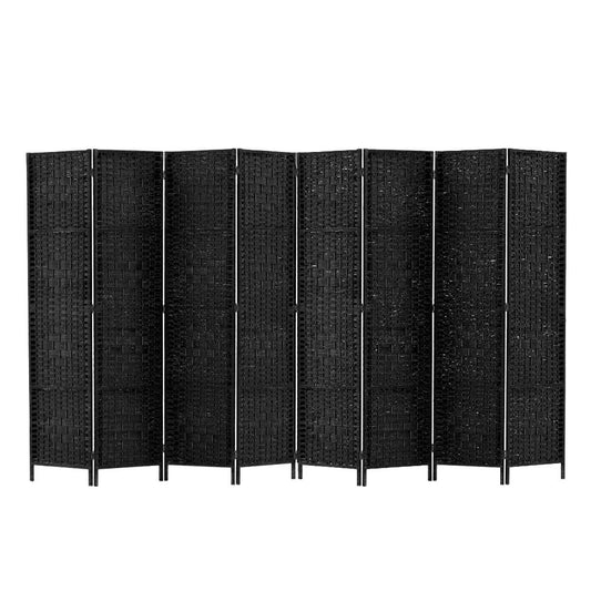 Artiss 8 Panel Room Divider Screen 326x170cm Woven Black-0