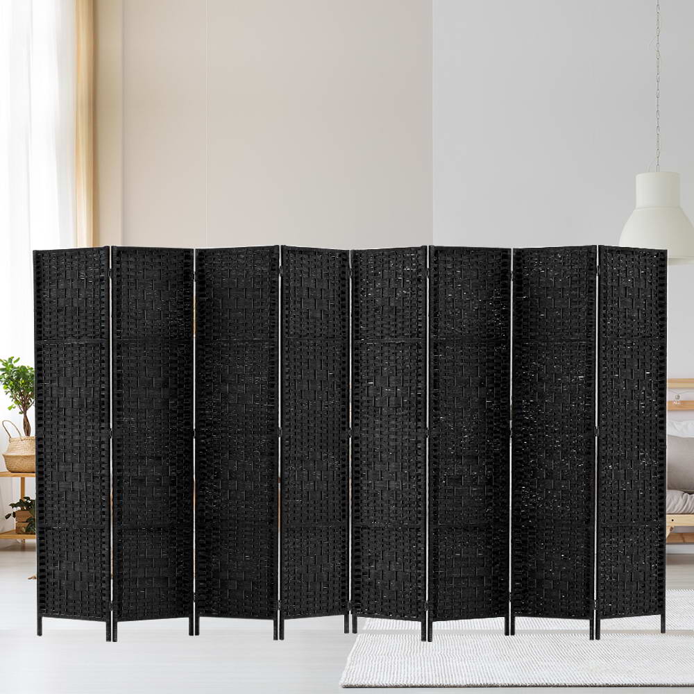 Artiss 8 Panel Room Divider Screen 326x170cm Woven Black-6