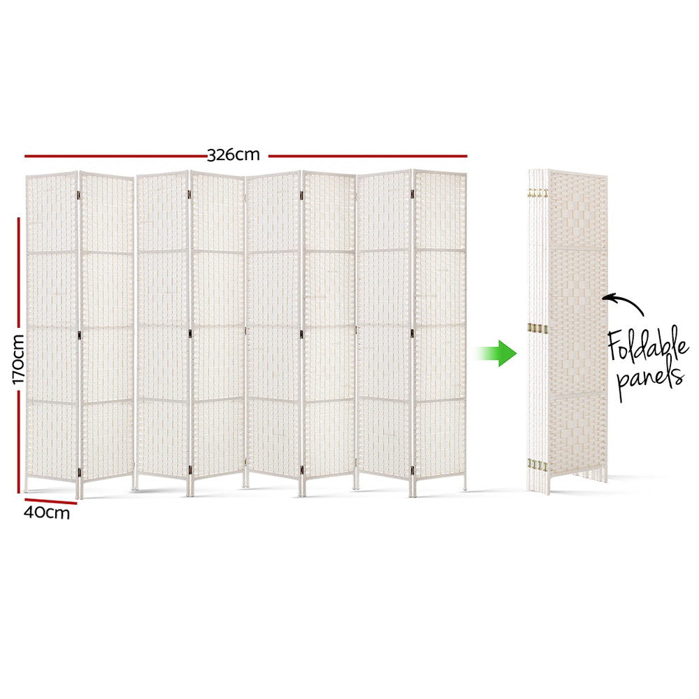 Artiss 8 Panel Room Divider Screen 326x170cm Woven White-1