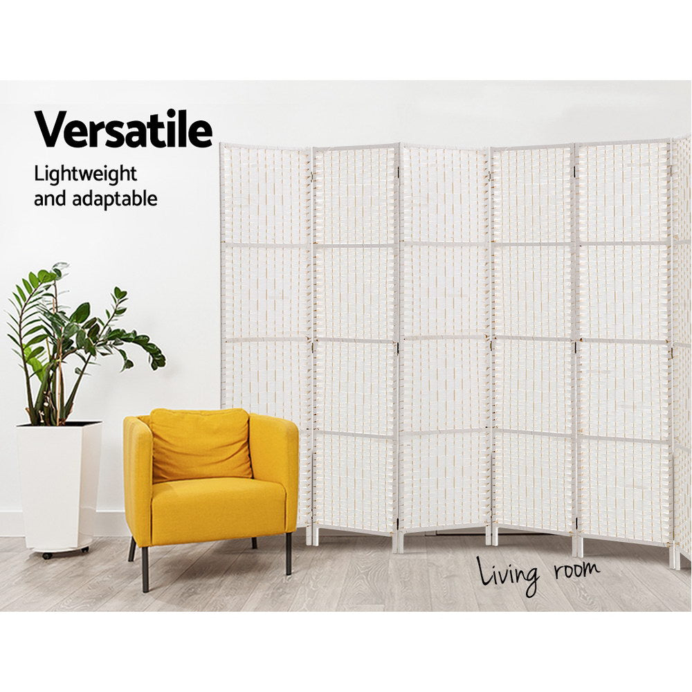 Artiss 8 Panel Room Divider Screen 326x170cm Woven White-3