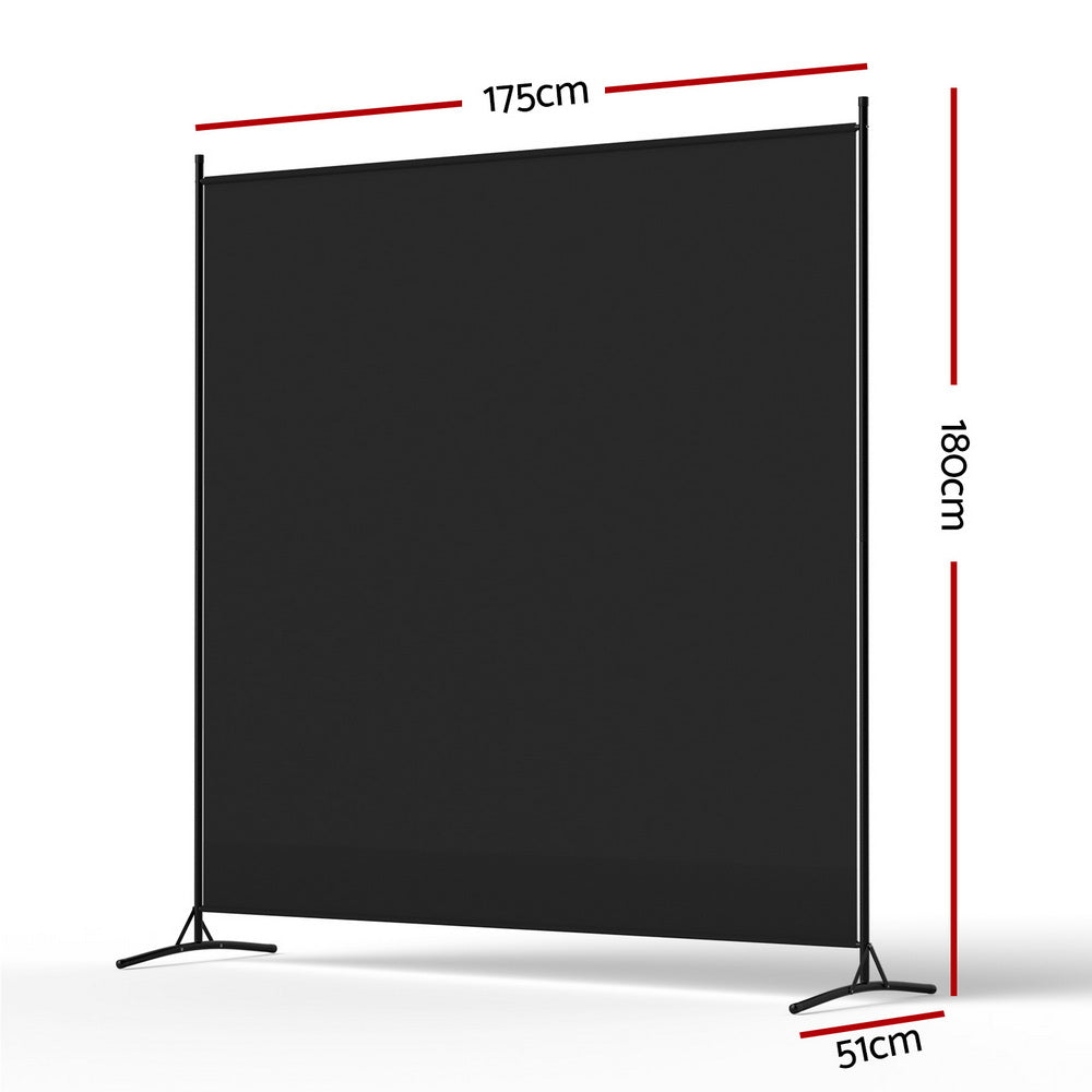 Artiss Room Divider Screen 175x180cm Fabric Black-1