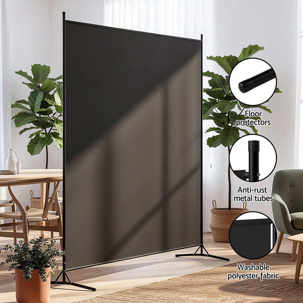 Artiss Room Divider Screen 175x180cm Fabric Black-4