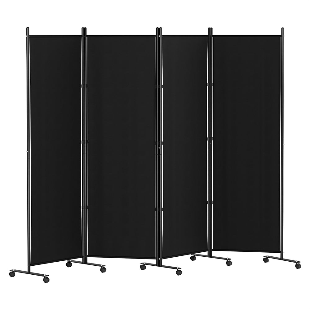 Artiss 4 Panel Room Divider Screen 217cm Wheel Fabric Black-0