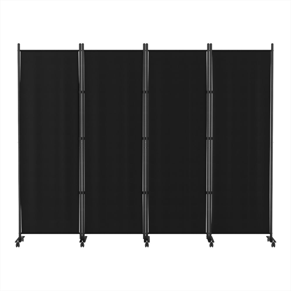 Artiss 4 Panel Room Divider Screen 217cm Wheel Fabric Black-2