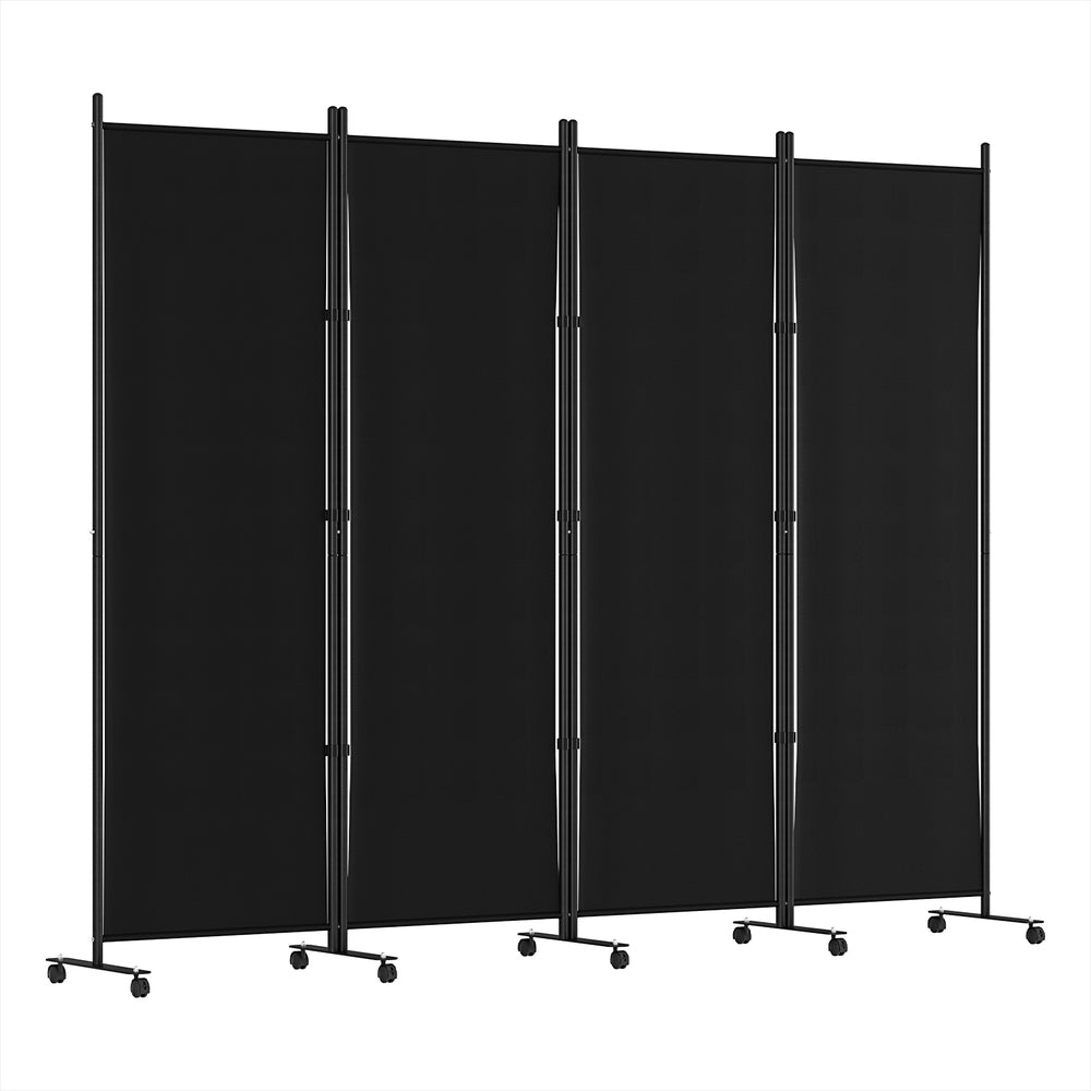 Artiss 4 Panel Room Divider Screen 217cm Wheel Fabric Black-3
