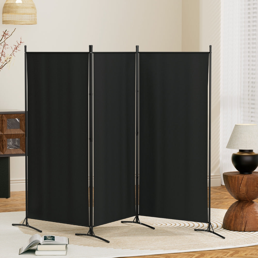 Artiss 3 Panel Room Divider Screen 260x180cm Fabric Black-6