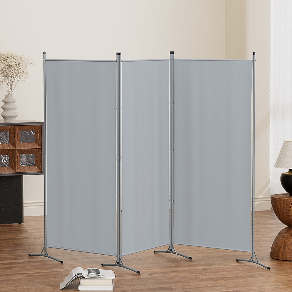 Artiss 3 Panel Room Divider Screen 260x180cm Fabric Grey-6