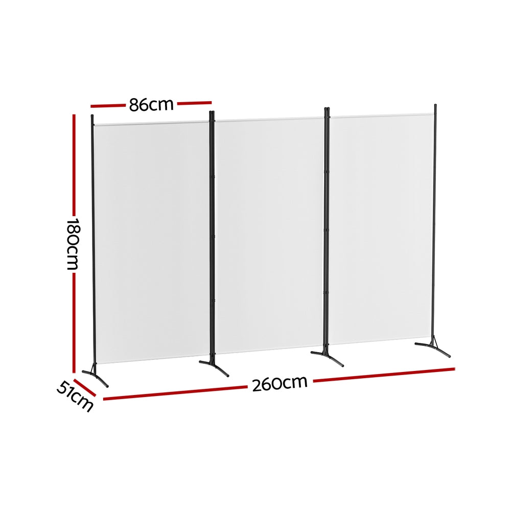 Artiss 3 Panel Room Divider Screen 260x180cm Fabric White-1
