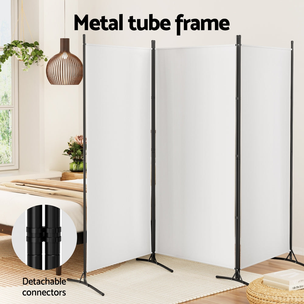 Artiss 3 Panel Room Divider Screen 260x180cm Fabric White-3