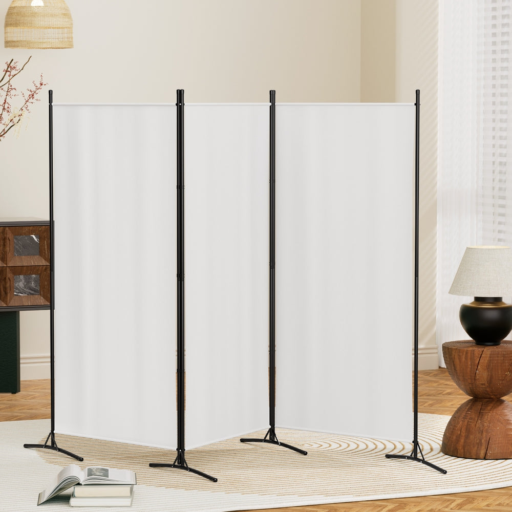Artiss 3 Panel Room Divider Screen 260x180cm Fabric White-6