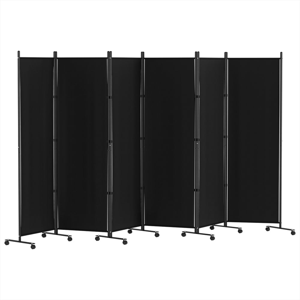 Artiss 6 Panel Room Divider Screen 323cm Wheel Fabric Black-0