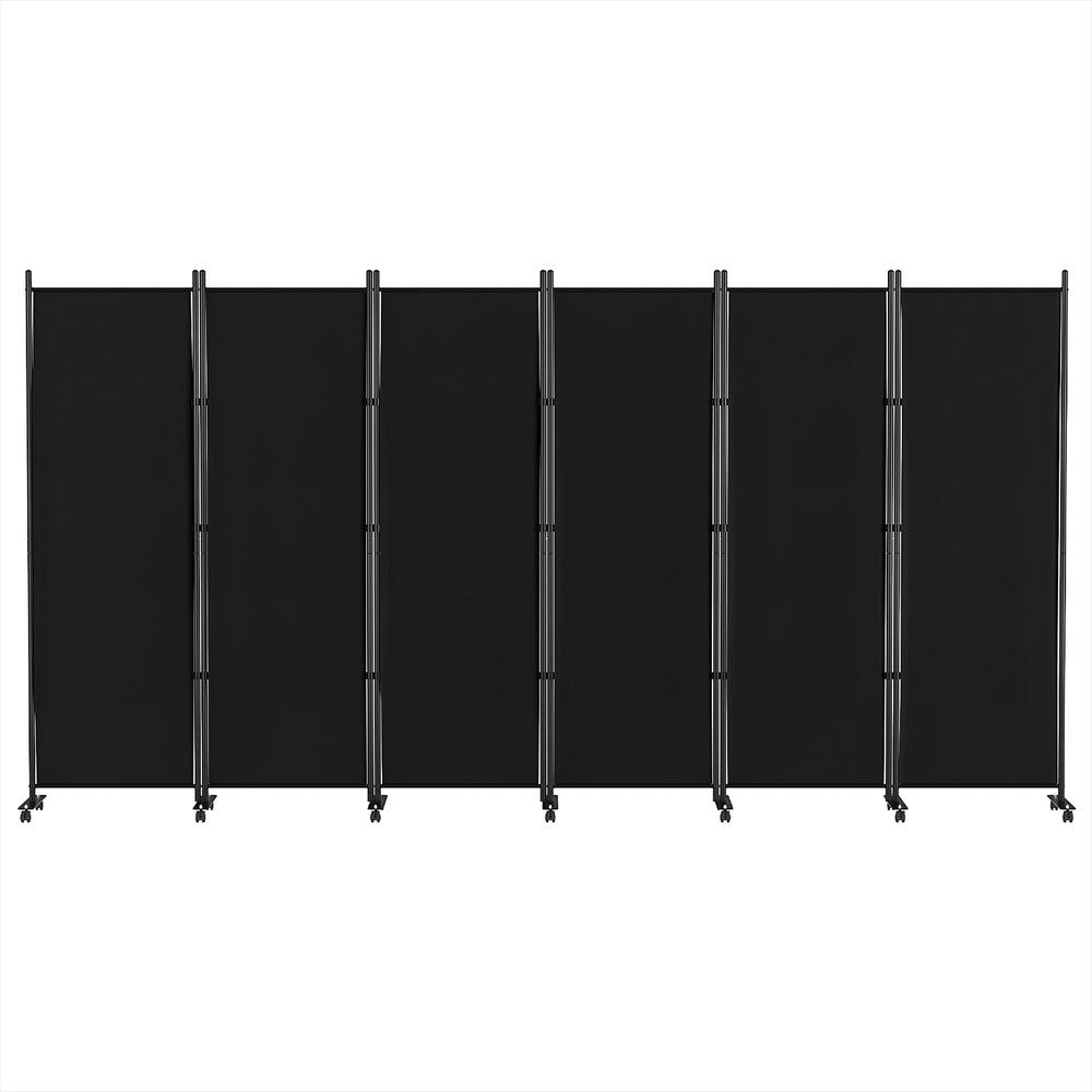 Artiss 6 Panel Room Divider Screen 323cm Wheel Fabric Black-2