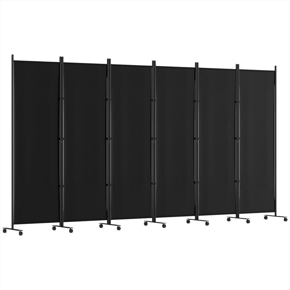 Artiss 6 Panel Room Divider Screen 323cm Wheel Fabric Black-3