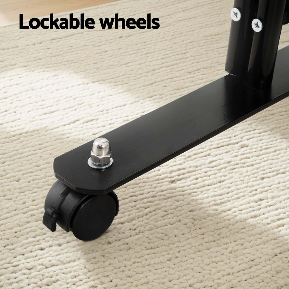 Artiss 6 Panel Room Divider Screen 323cm Wheel Fabric Black-5