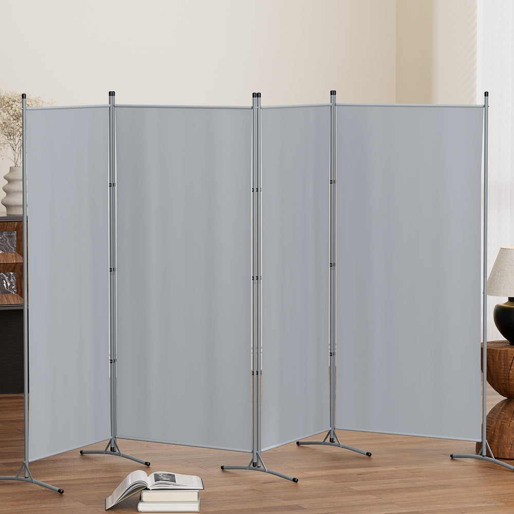 Artiss 4 Panel Room Divider Screen 345x180cm Fabric Grey-6