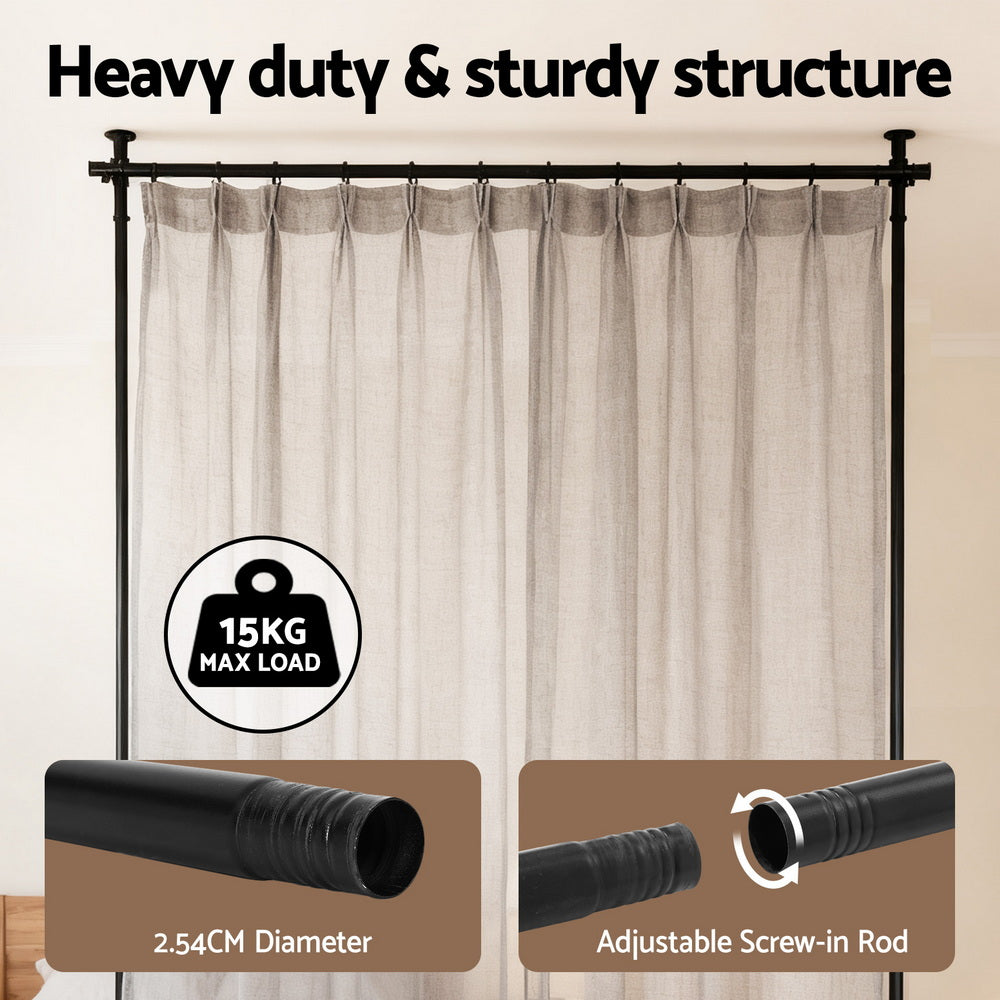 Artiss Room Divider Curtain Rod Extendable Black-4
